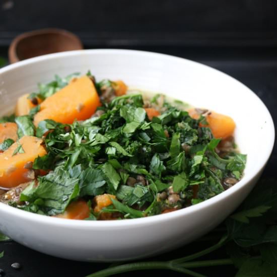 Lentil, Squash and Kale Stew