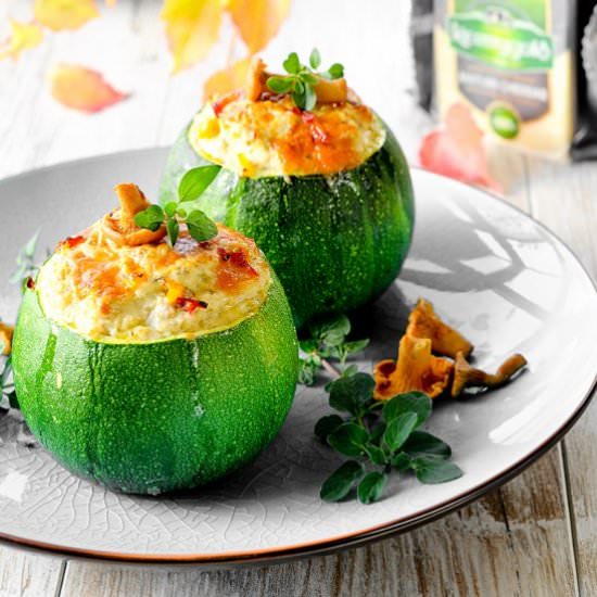 Zucchini filled with Cheddar Cheese