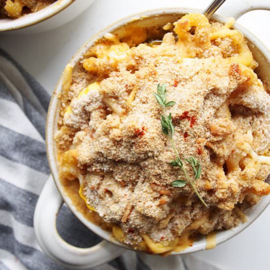 Smokey Delicata Baked Mac and Cheese