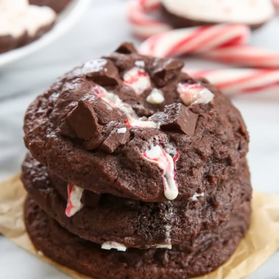 Peeps candy cane stuffed cookies