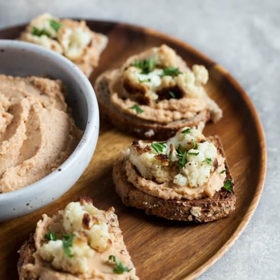 Smoky cauliflower white bean toasts