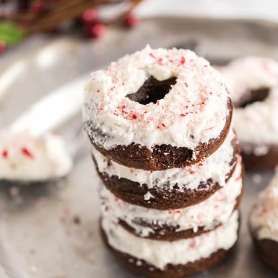 Chocolate Peppermint Cake Donuts