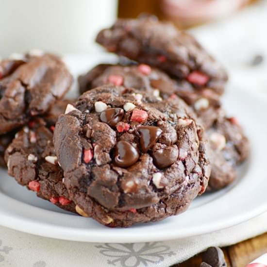 Candy Cane Brownie Cookies