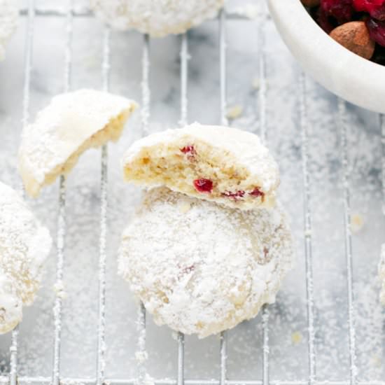 Cranberry Hazelnut Snowball Cookies