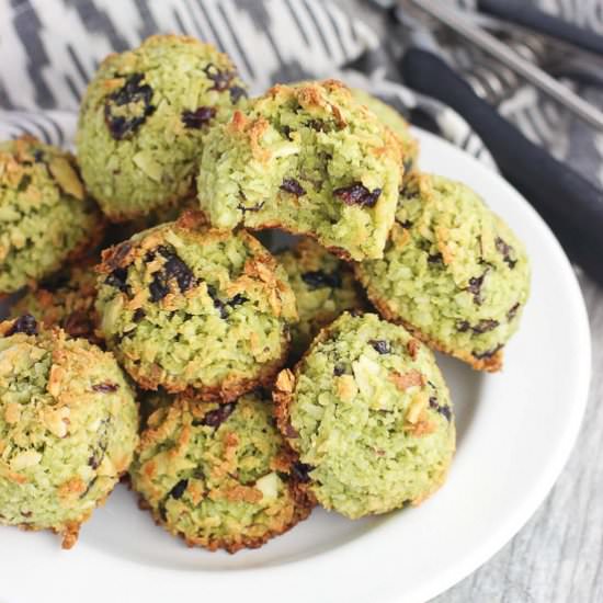 Cranberry Almond Matcha Macaroons