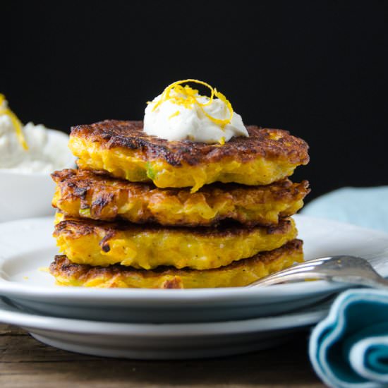 butternut fritters with lemon chèvr