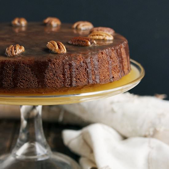 Pecan Banana Cake with Rum Sauce
