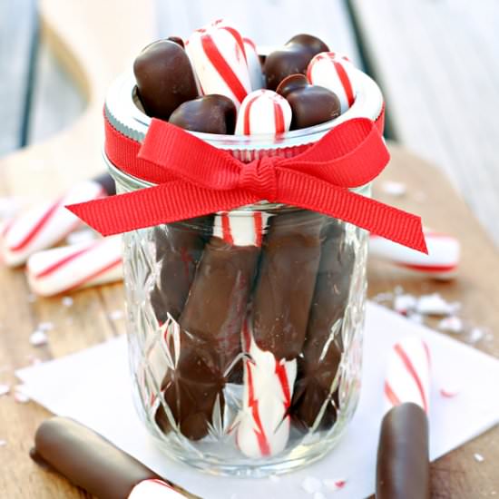 Chocolate Covered Peppermint Sticks