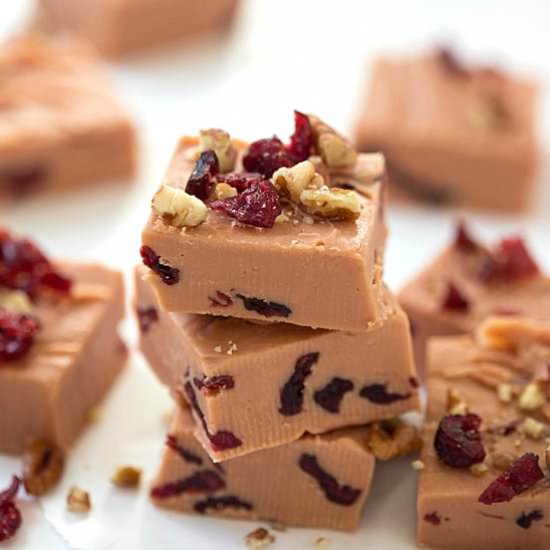 Buttered Rum Fudge with Cranberries