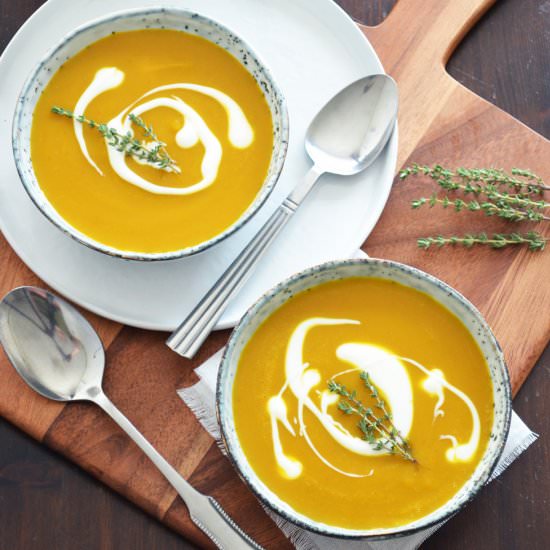 Pumpkin Soup w/ Harissa & Orange