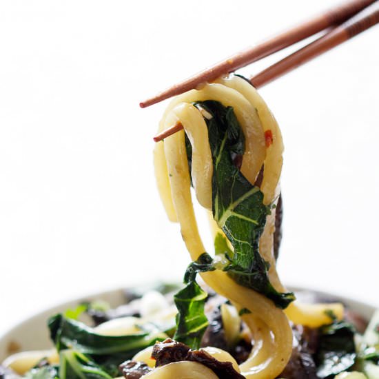 Bok Choy and Mushroom with Noodles