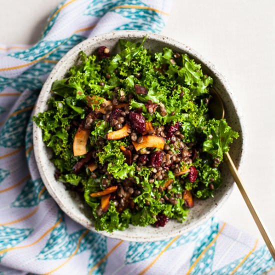 Kale Salad with Coconut Bacon