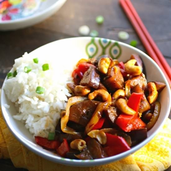Spicy Eggplant Stir-Fry with Cashew