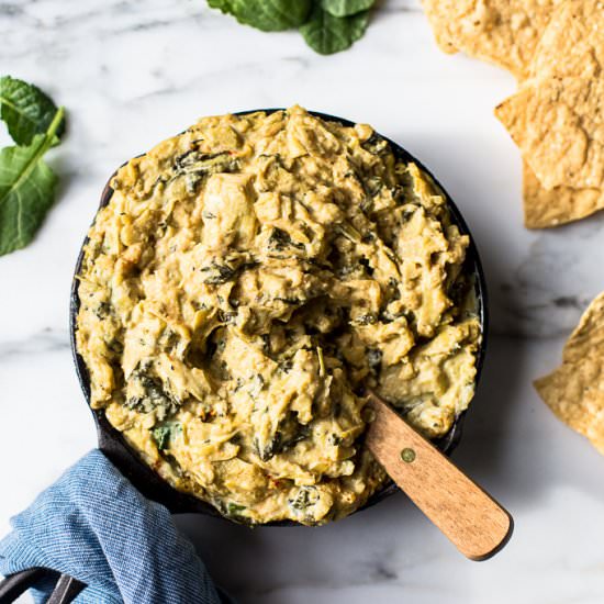 Warm Kale + Artichoke Dip