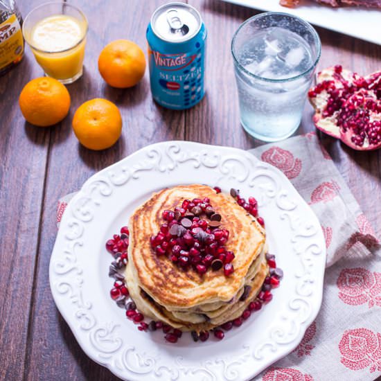 Chocolate Chip Pomegranate Pancakes