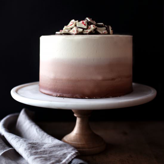 Ombre Peppermint Bark Layer Cake