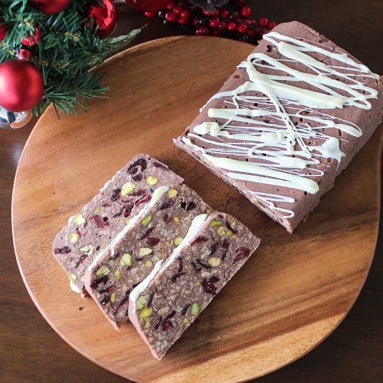 Cranberry Pistachio Chocolate Log