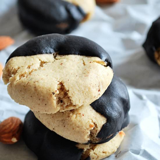 Fudge-Dipped Almond Cookies