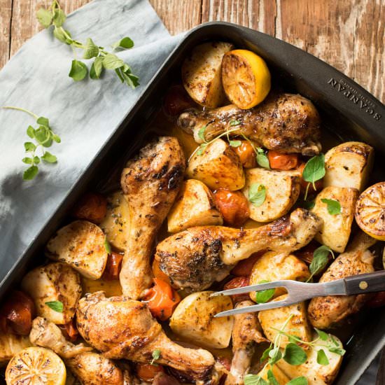 Lemon Garlic Potato Chicken Bake