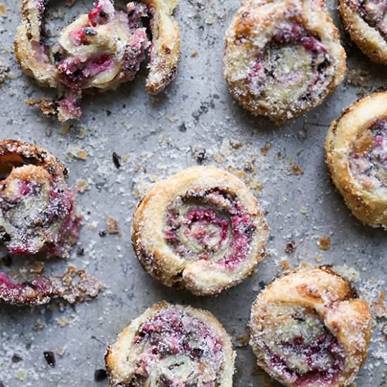 Raspberry-Cocoa Nib Sugar Rolls
