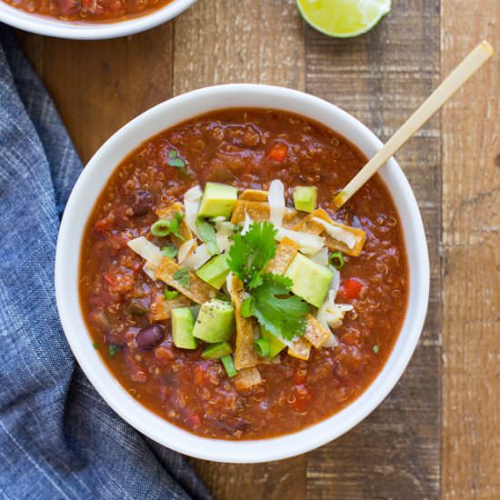 Slow Cooker Quinoa Tortilla Soup
