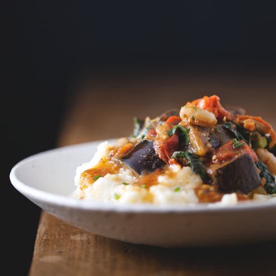 Parsnip Mashed Potatoes & Eggplant