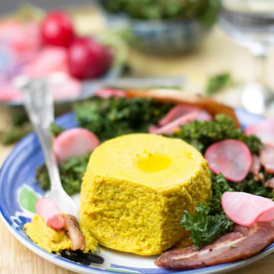 Pumpkin Timbales with Kale Chips