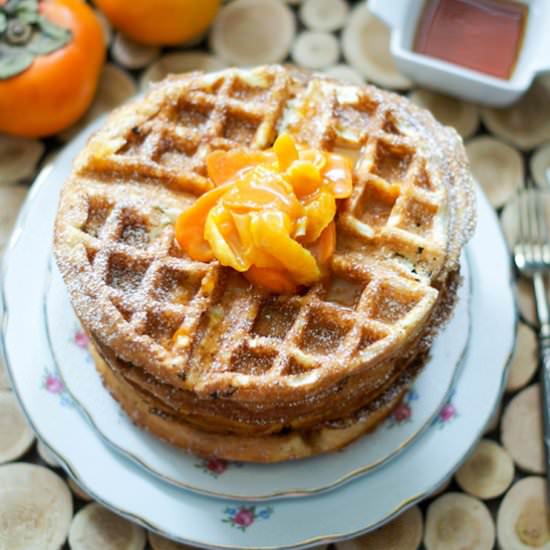 Fall Belgian Waffles with Persimmon