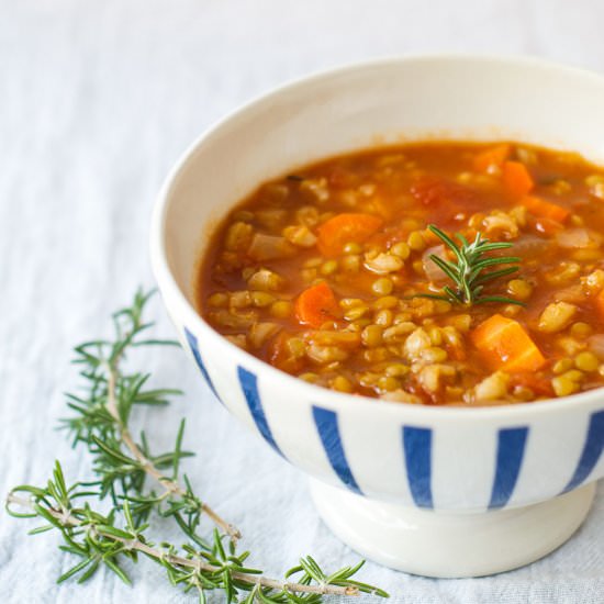 Lentil Barley Soup {Vegan}
