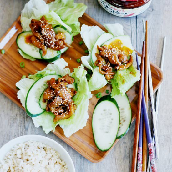 Korean Chicken with Lettuce Wrap