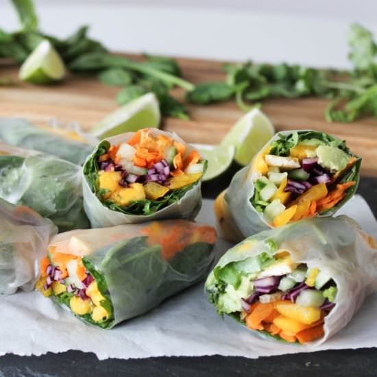 Rainbow Rolls with Peanut Sauce