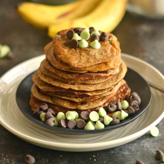 Mint Chocolate Banana Pancakes