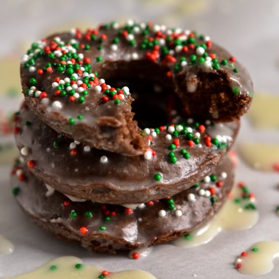 Peppermint Glazed Chocolate Donuts