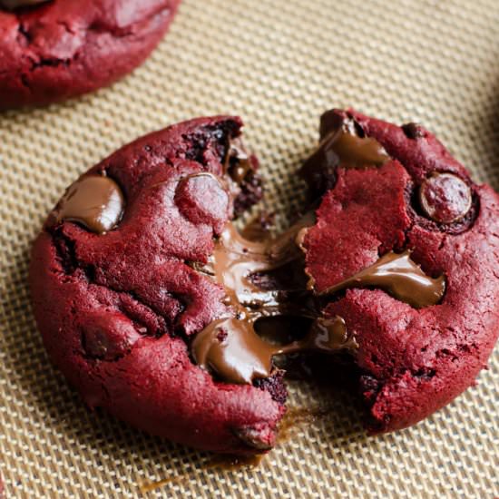 Red Velvet Nutella Stuffed Cookies