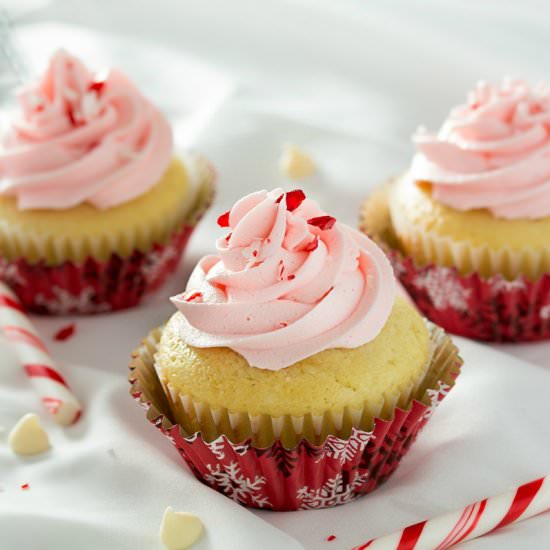 White Chocolate Candy Cane Cupcakes