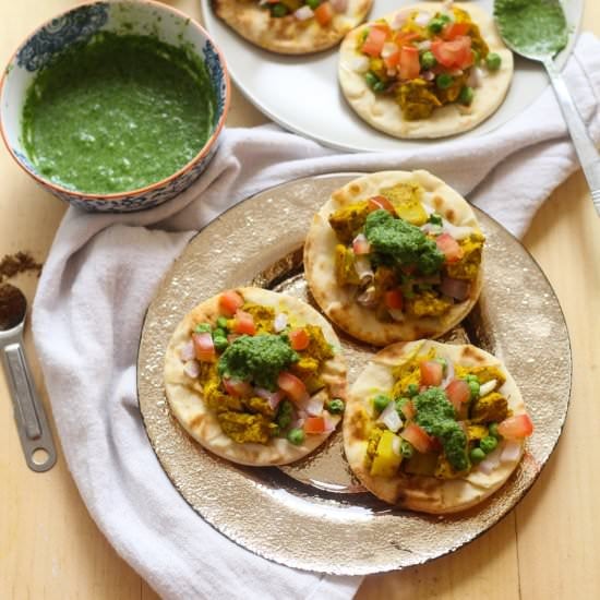 Open Faced Naan Samosa Bites