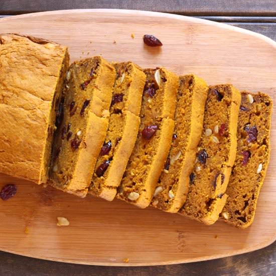 Pumpkin Cranberry Cashew Nut Bread