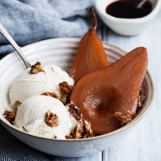 Pomegranate Cider Poached Pears
