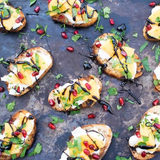Persimmon & Mozzarella Bruschettas