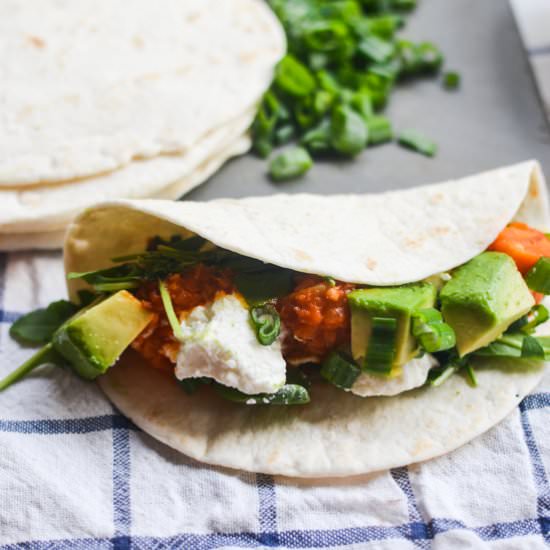 Moroccan Potato and Lentil Tacos
