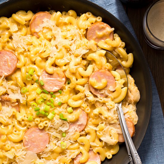Kielbasa and Beer Mac and Cheese