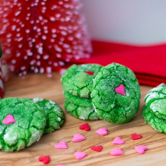 Crinkle Grinch Cookies