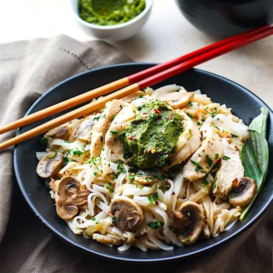 Thai Pesto Chicken Noodle Bowls
