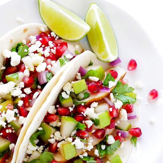 Pear and Pomegranate Tacos