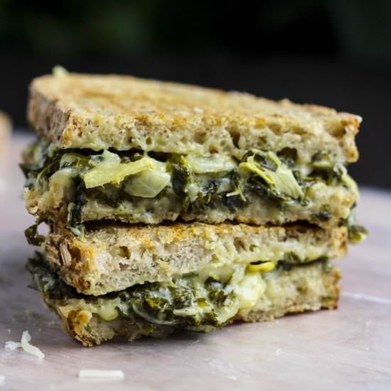 Spinach Artichoke Dip Grilled Cheese
