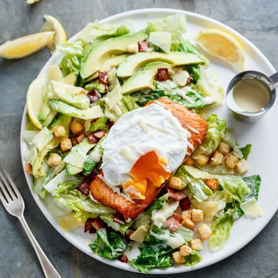 Salmon and Avocado Caesar Salad