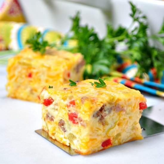 Aunt Bee’s Sausage & Cheese Squares