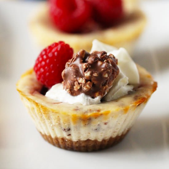 Mini Raspberry Ferrero Cheesecakes