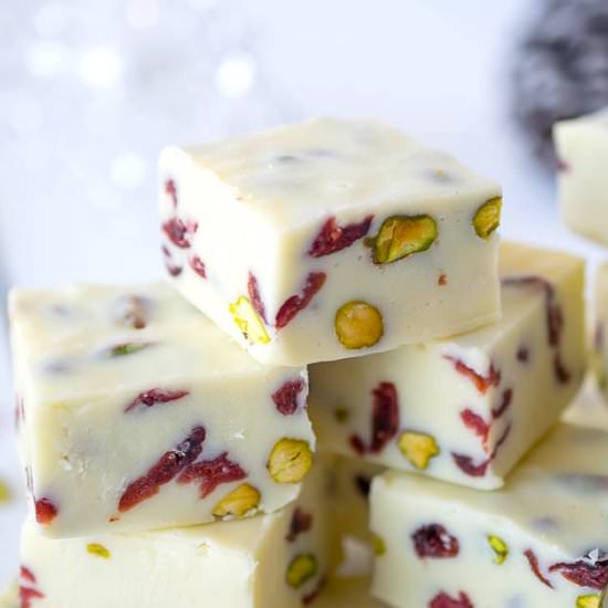 White Chocolate Pistachio Fudge