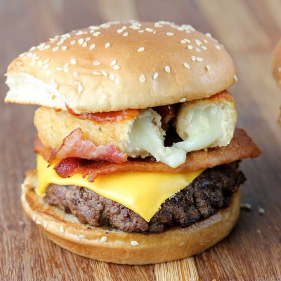 Burger with Mozzarella Sticks